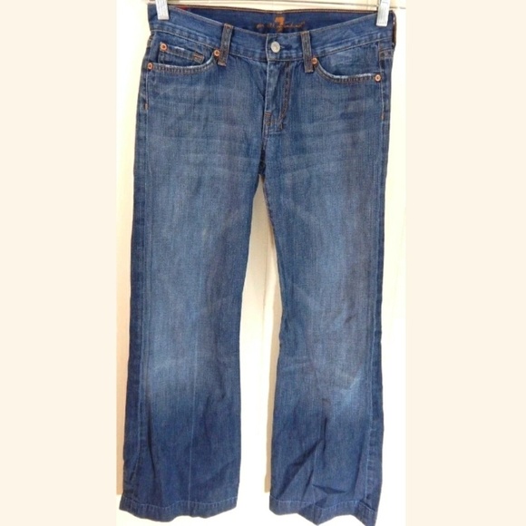 7 For All Mankind Blue Flare Jeans - Picture 1 of 8